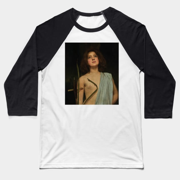 A Young Saint by John William Waterhouse Baseball T-Shirt by Classic Art Stall